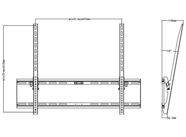 Multibrackets TV veggfeste Large Maksvekt 75 kg 